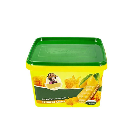 Petit carré de récipient en plastique de HDPE de catégorie comestible avec le couvercle de cachetage