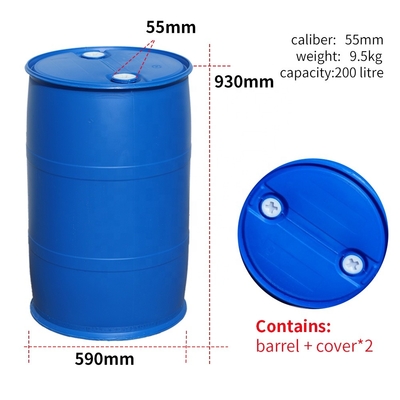 Tambour en plastique en plastique bleu de 55 gallons de SIDUN 200l avec le trou de drainage