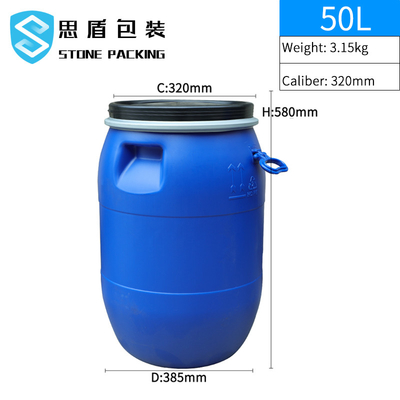 Baril 120l chimique bleu en plastique rond du HDPE 100% à couvercle serti