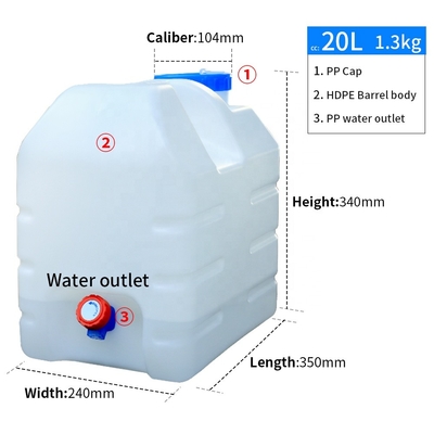 20l réservoir extérieur en plastique 350*240*340mm de collection de l'eau de 5 gallons