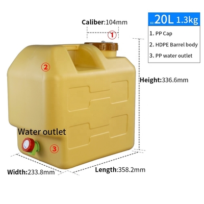 Portent des fruits le vinaigre les réservoirs d'eau campants de 20 litres avec le robinet 1.3KG de couvercle