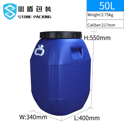 conteneurs chimiques en plastique du tambour 50L en plastique de 80*47mm à couvercle serti avec la poignée