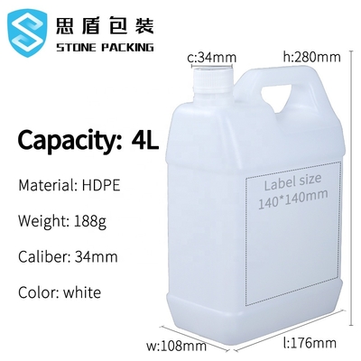 4L HDPE chimique Jerry Can de conteneurs de 1 gallon 176*108*280mm