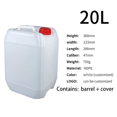 HDPE translucide blanc Jerry Can du stockage chimique 41mm 20 litres