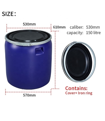 barils en plastique bleus de HDPE chimique en plastique des conteneurs 150KG/L de 970mm