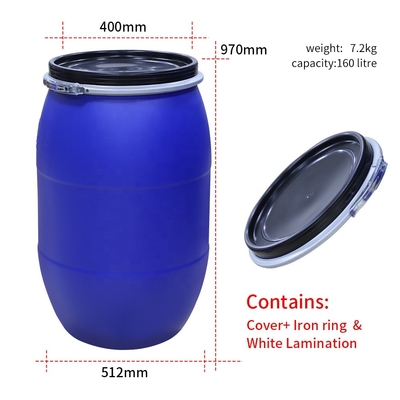 HDPE conteneurs chimiques ISO9001 de plastique bleu de baril de 55 gallons