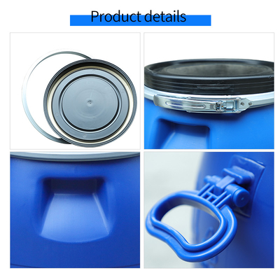 Baril 120l chimique bleu en plastique rond du HDPE 100% à couvercle serti