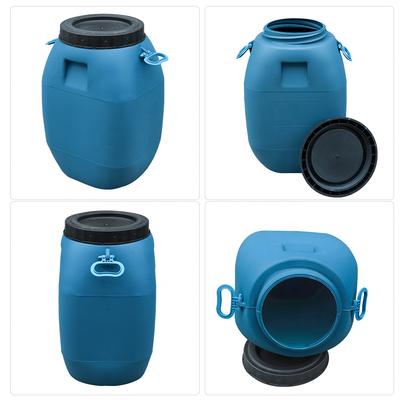 Tambour bleu de récipient en plastique du HDPE 60L du HDPE 100% avec le couvercle
