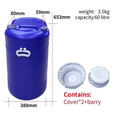 HDPE 60L bleu tambour en plastique de 55 gallons avec l'ODM d'OEM de poignée de Pastic