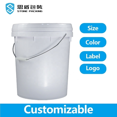Seau en plastique rond de peinture de 20 litres du diamètre 26.7cm avec le couvercle 1000g