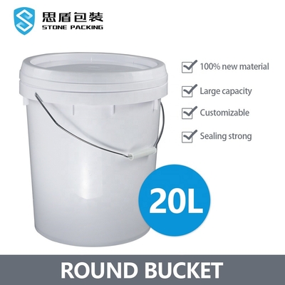 Seau en plastique rond de peinture de 20 litres du diamètre 26.7cm avec le couvercle 1000g