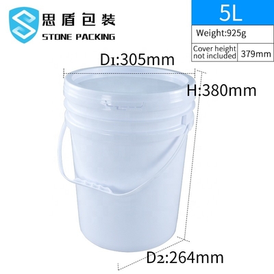 épaisseur de 1.1mm seau en plastique de peinture de 5 gallons avec la poignée 10L 18L 20L