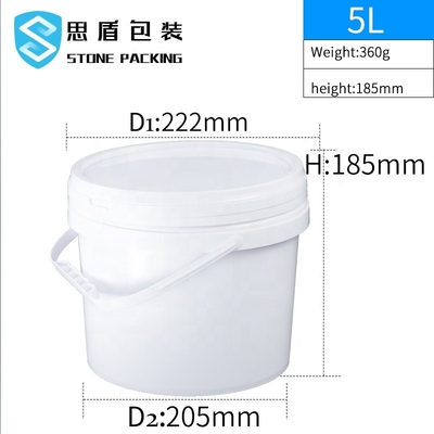 Produit chimique 5l blanc du diamètre 222mm pp autour des récipients en plastique 360g
