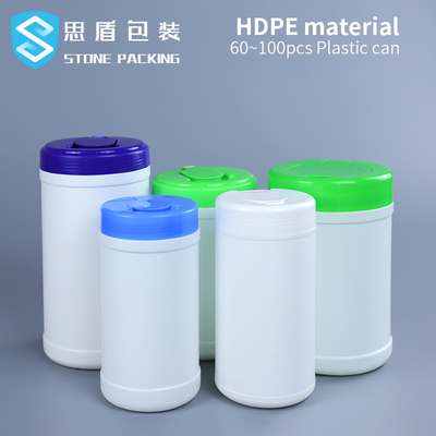 Récipient en plastique humide de chiffons de HDPE translucide de couvercle à visser 900g