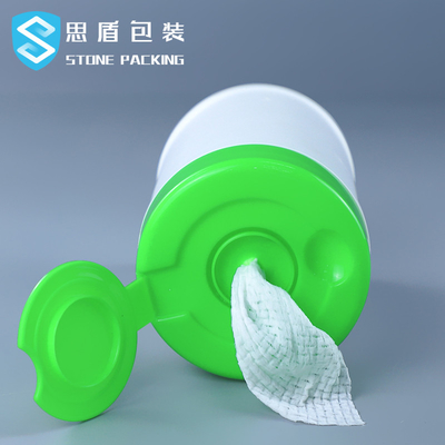 Récipient en plastique humide de chiffons de HDPE translucide de couvercle à visser 900g