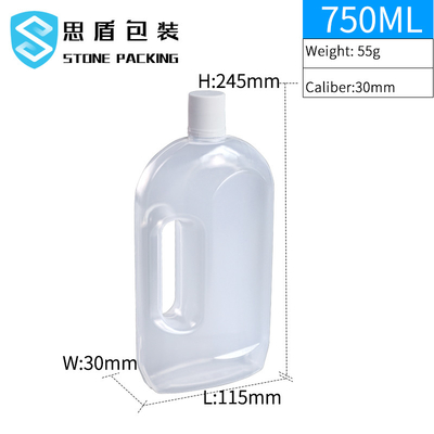 Bouteille 750ml en plastique translucide du calibre 30mm avec la poignée