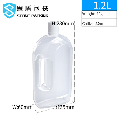 Bouteille 1.2L en plastique translucide avec la poignée