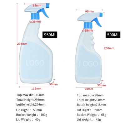 Bouteille en plastique détersive de jet de PE de détergent avec le bec 950ml 500ml