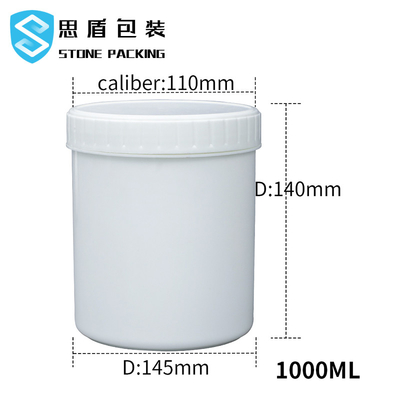 Pot 1L en plastique noir blanc de 12*140mm avec l'ODM d'OEM de couvercle de vis