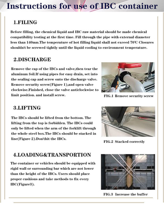 HDPE chimique blanc de réservoirs d'IBC emballage chimique de 300 gallons